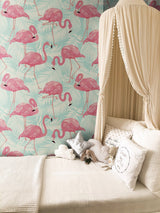 Pink Flamingo Pattern Wallpaper Mural Removable Wallpaper EazzyWalls 