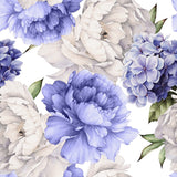 Delicate Blue and Purple Peony Floral Wallpaper Peel and stick Wallpaper EazzyWalls Sample: 6''W x 9''H Canvas 