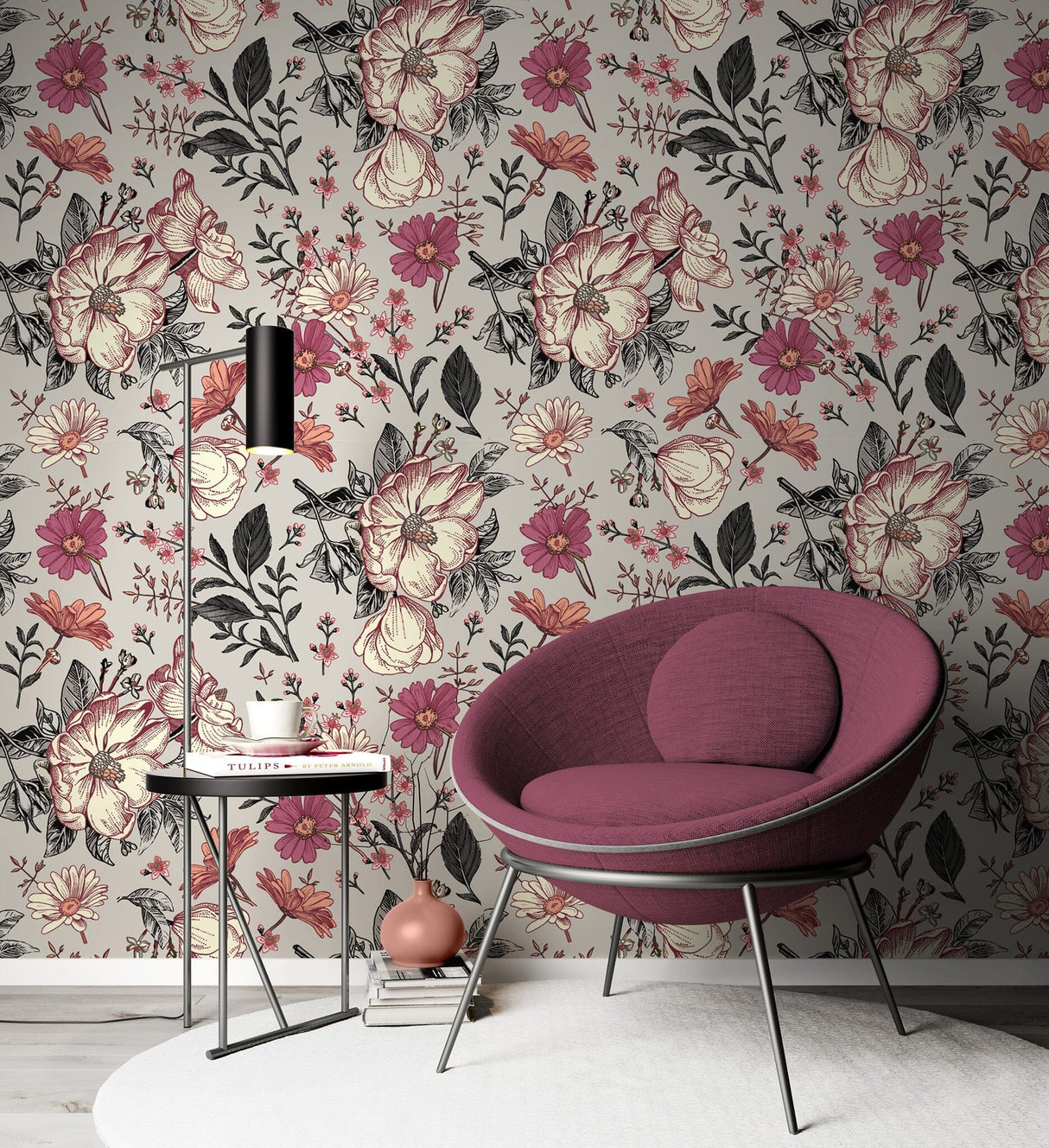 Roses and Chamomile Flowers Wallpaper Removable Wallpaper EazzyWalls 