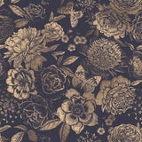 Vintage Flower Wallpaper Non-metallic gold image 2