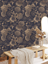 Vintage Flower Wallpaper Non-metallic gold image 5