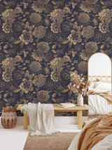 Vintage Flower Wallpaper Non-metallic gold image 6