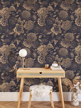 Vintage Flower Wallpaper Non-metallic gold image 7