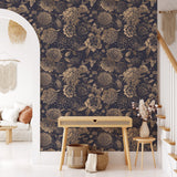 Vintage Flower Wallpaper Non-metallic gold image 1