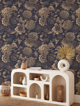 Vintage Flower Wallpaper Non-metallic gold image 3