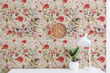 Red Floral Mural Wallpaper image 3