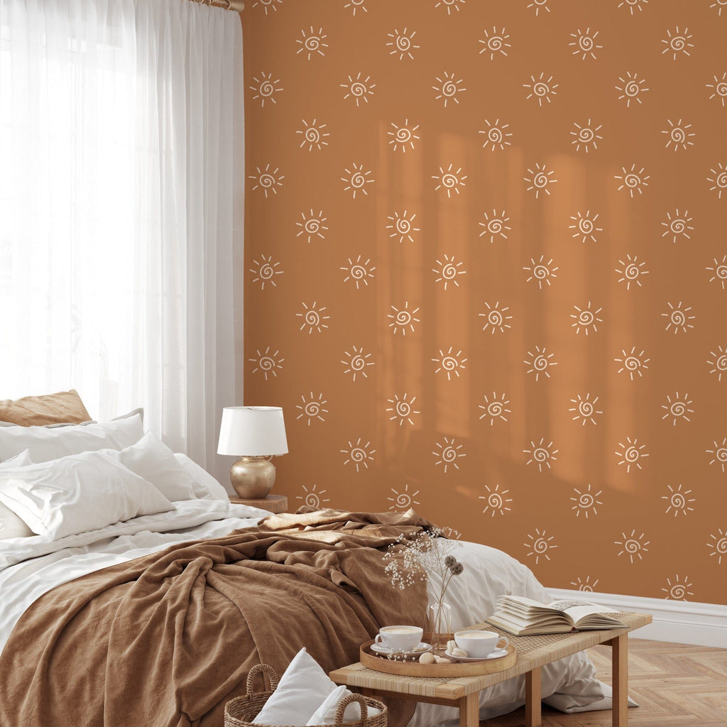 Boho Sun Wallpaper Removable Peel and Stick Wallpaper EazzyWalls Sample: 6''W x 9''H Smooth Vinyl Peel and Stick 