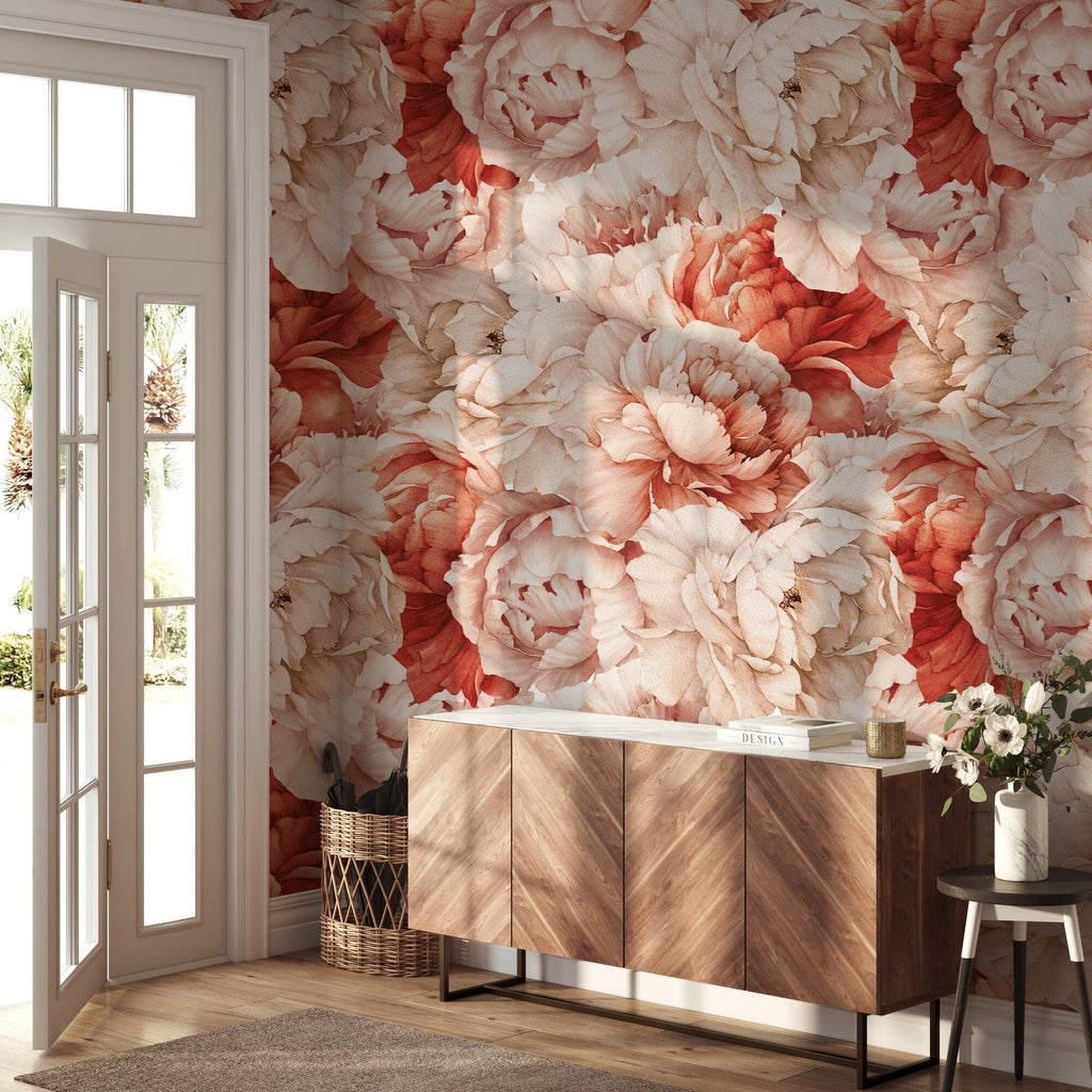 Peony Flower Wallpaper | Elegant Pink Floral Peel and Stick – EazzyWalls