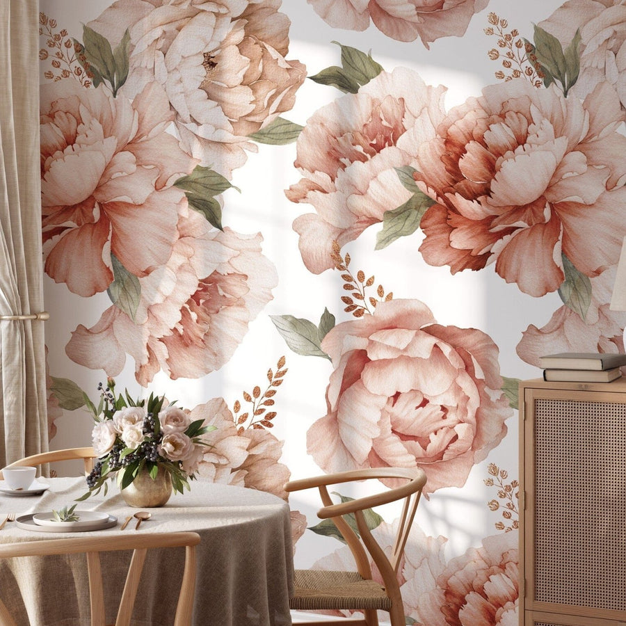 Watercolor Peony Bouquet Wallpaper Removable Peel and Stick Wallpaper EazzyWalls 