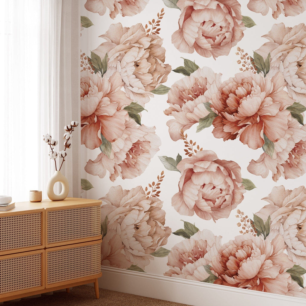 Watercolor Peony Bouquet Wallpaper Removable Peel and Stick Wallpaper EazzyWalls 