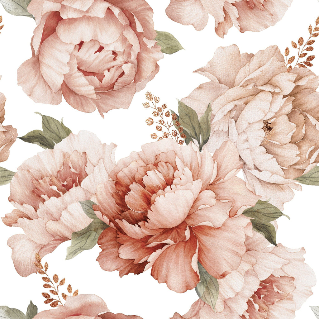 Watercolor Peony Bouquet Wallpaper Removable Peel and Stick Wallpaper EazzyWalls Sample: 6''W x 9''H Smooth Vinyl Peel and Stick 