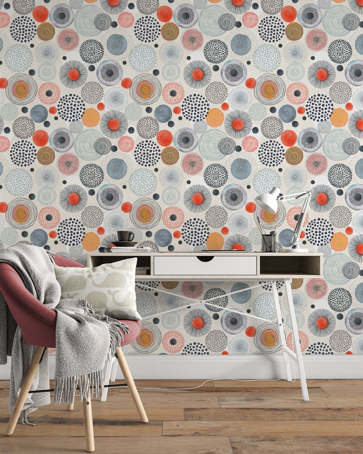 Abstract Art Doodle Circle Wallpaper Peel and stick Wallpaper EazzyWalls 