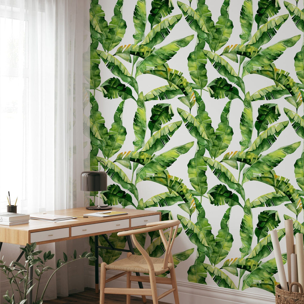 Green Tropical Leaf Wallpaper Removable Wallpaper EazzyWalls 