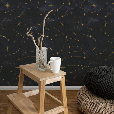 Starry Night Sky Galaxy Peel and Stick Wallpaper Mural Peel and stick Wallpaper EazzyWalls Sample: 6''W x 9''H Smooth Vinyl 