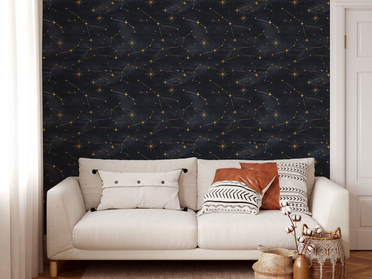 Starry Night Sky Galaxy Peel and Stick Wallpaper Mural Peel and stick Wallpaper EazzyWalls 