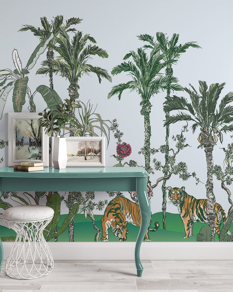 Tiger Chinoiserie Wall Mural Removable Wallpaper EazzyWalls 