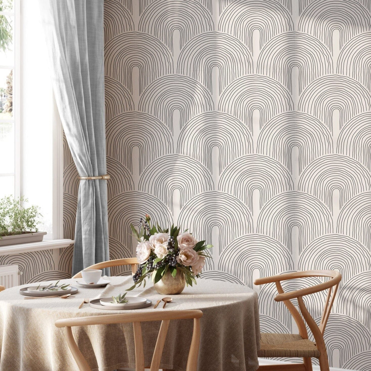 Trendy minimalist aesthetic pattern with abstract composition in neutral colors wallpaper mural Removable Wallpaper EazzyWalls