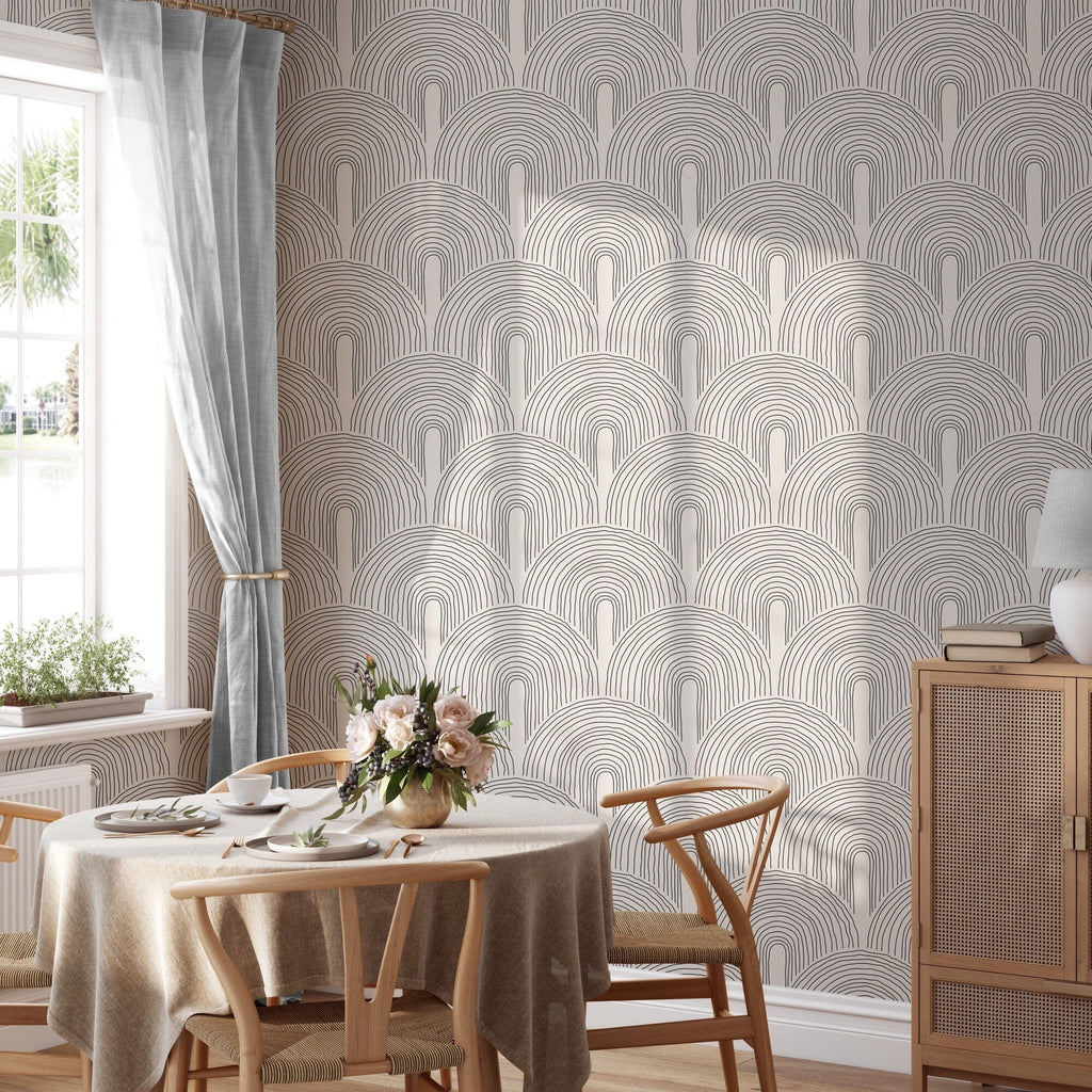 Trendy minimalist aesthetic pattern with abstract composition in neutral colors wallpaper mural Removable Wallpaper EazzyWalls Sample: 6''W x 9''H Smooth Vinyl 