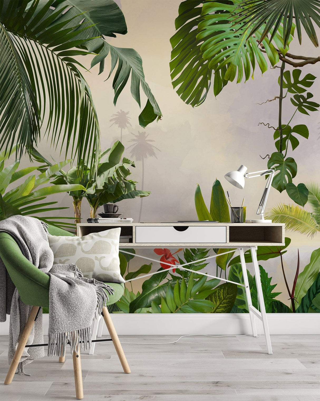 Tropical Jungle Palm Leaves Wallpaper Removable Wallpaper EazzyWalls 