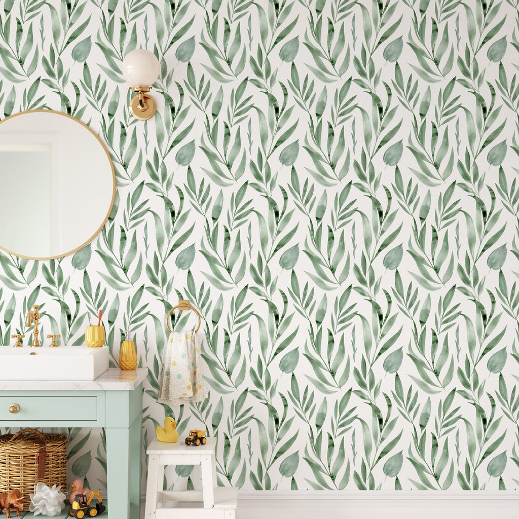 Green Leaves Wallpaper Removable Wallpaper EazzyWalls 