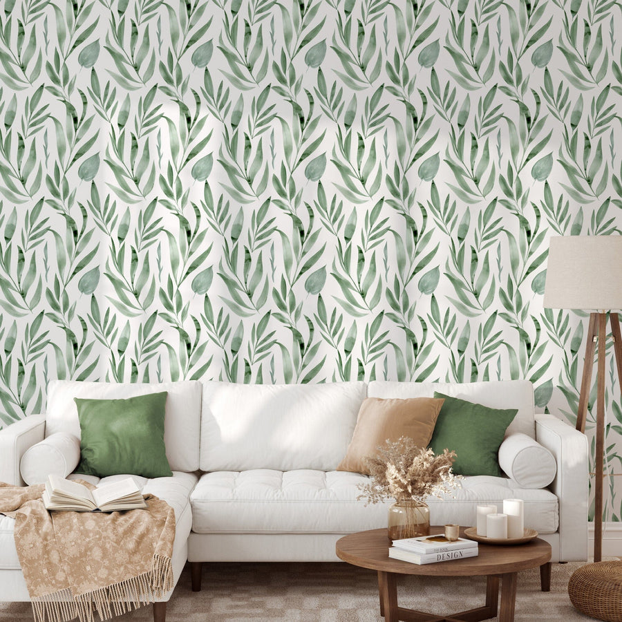 Green Leaves Wallpaper Removable Wallpaper EazzyWalls 