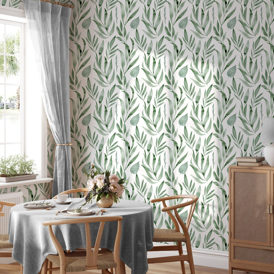 Green Leaves Wallpaper Removable Wallpaper EazzyWalls 