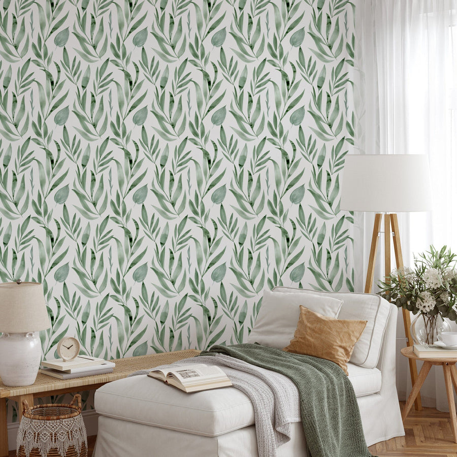Green Leaves Wallpaper Removable Wallpaper EazzyWalls 