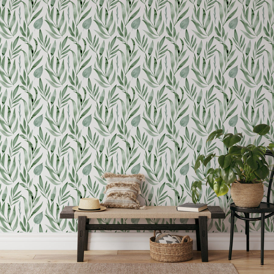 Green Leaves Wallpaper Removable Wallpaper EazzyWalls 