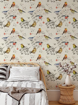 Wall hanging birds wallpaper Removable Wallpaper EazzyWalls 