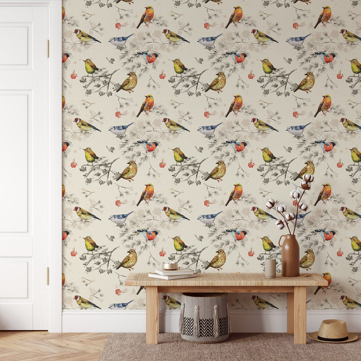 Wall hanging birds wallpaper Removable Wallpaper EazzyWalls 