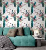 Peacock Pattern Wallpaper Peel and stick Wallpaper EazzyWalls 