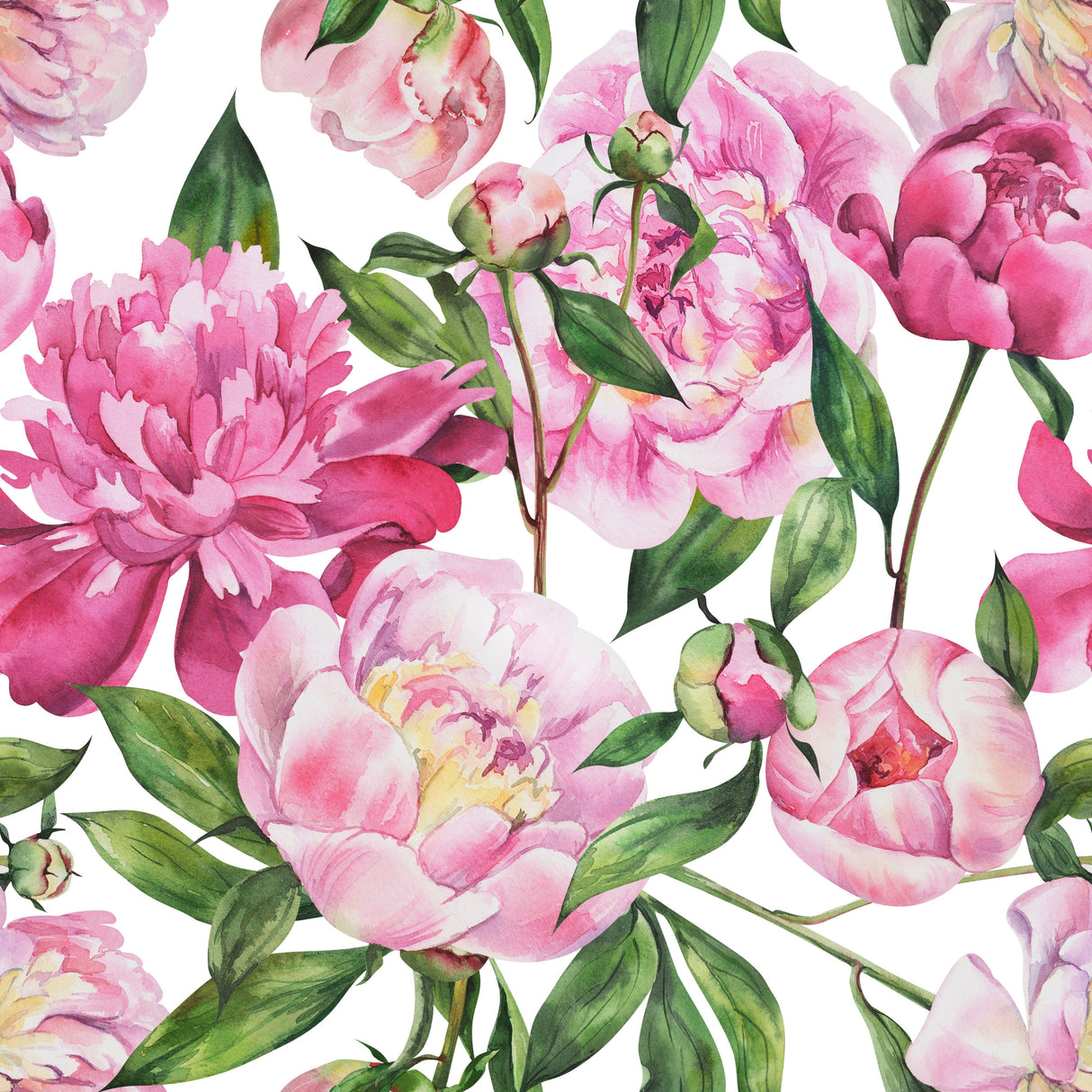 Pink Peony Pattern Wallpaper Self Adhesive Wallpaper EazzyWalls Sample: 6''W x 9''H Smooth Vinyl 