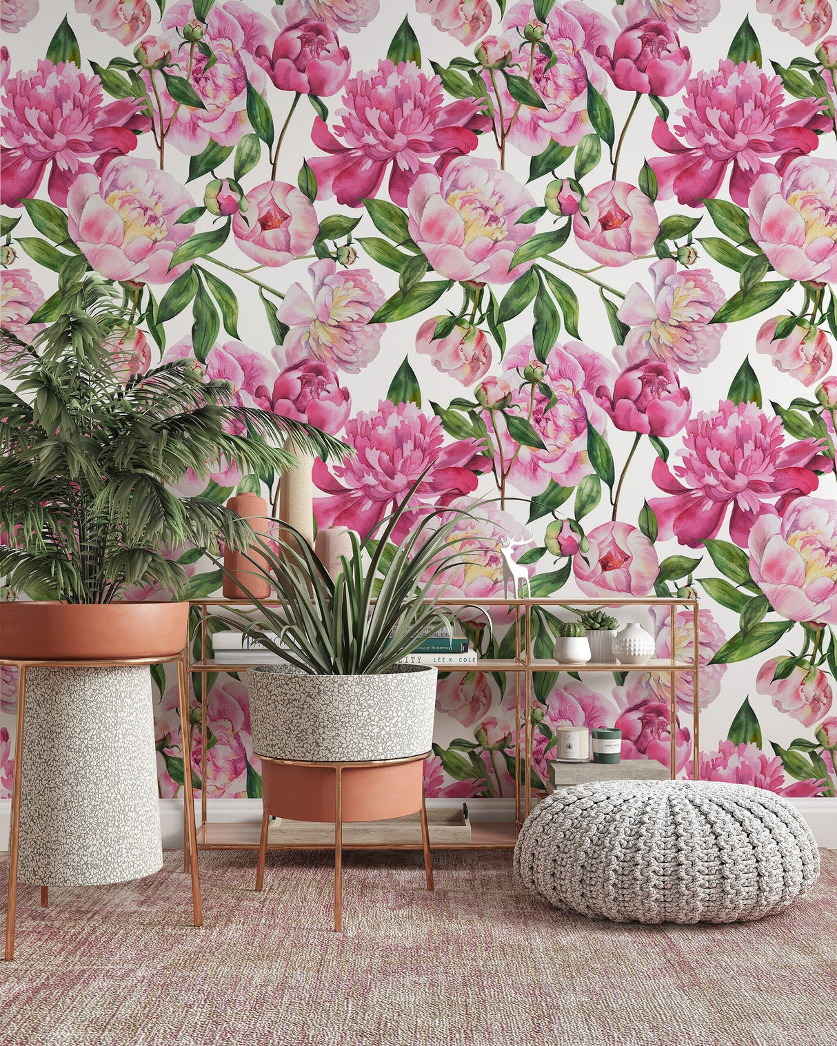 Pink Peony Pattern Wallpaper Self Adhesive Wallpaper EazzyWalls 