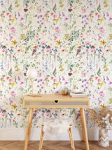 Colorful Watercolor Spring Flowers Wallpaper Removable Wallpaper EazzyWalls 