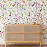 Colorful Watercolor Spring Flowers Wallpaper Removable Wallpaper EazzyWalls 
