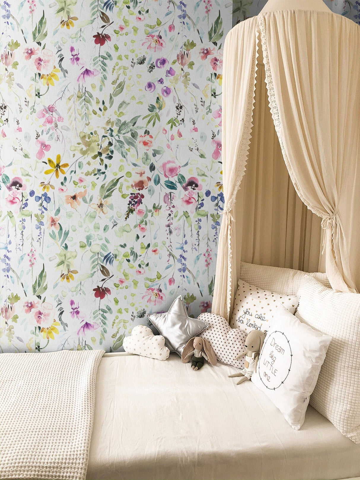 Colorful Watercolor Spring Flowers Wallpaper Removable Wallpaper EazzyWalls 