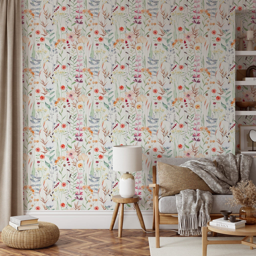 Colorful Wildflower Botanical Wallpaper Removable Peel and Stick Wallpaper EazzyWalls 