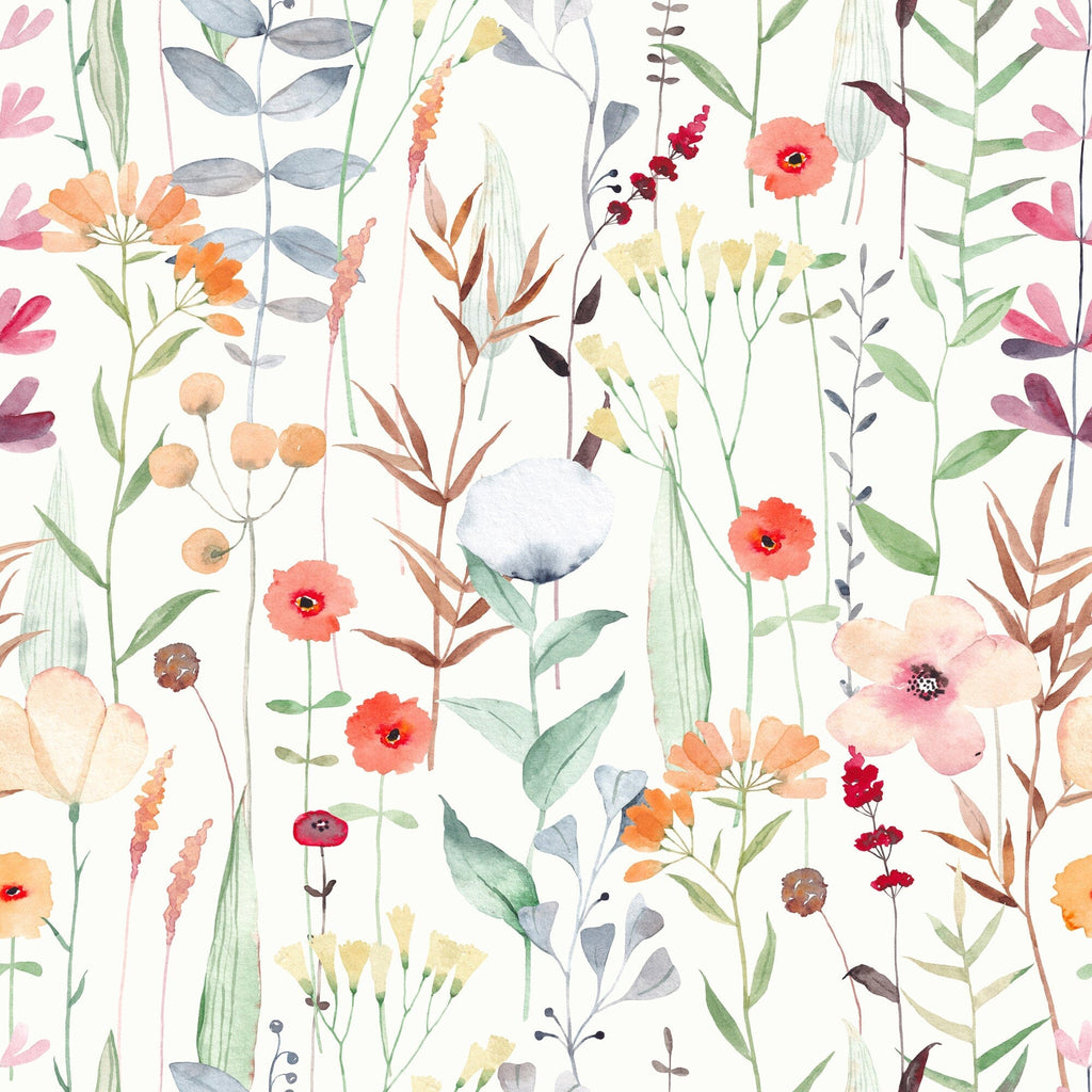 Colorful Wildflower Botanical Wallpaper Removable Peel and Stick Wallpaper EazzyWalls Sample: 6''W x 9''H Smooth Vinyl Peel and Stick 