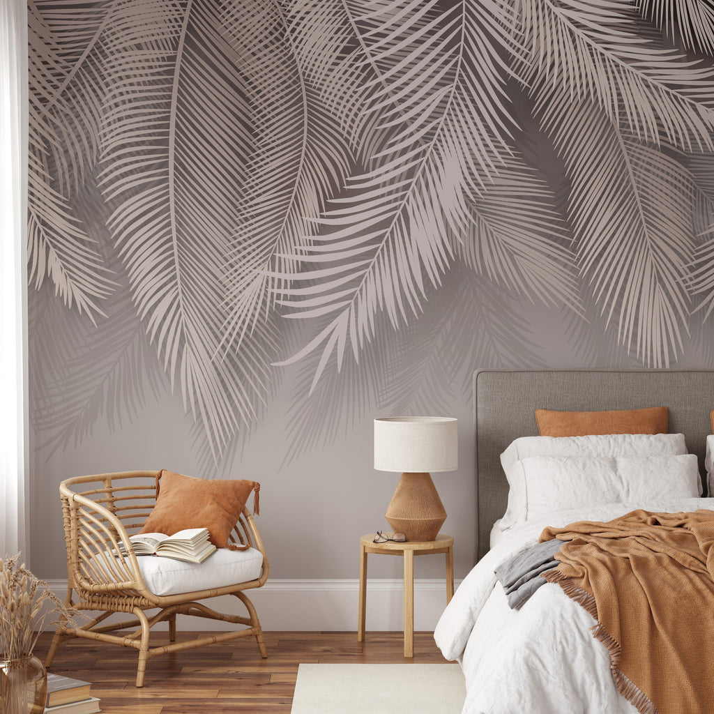 Tropical Palm Leaves Wallpaper Mural Removable Wallpaper EazzyWalls Sample: 6''W x 9''H Canvas 