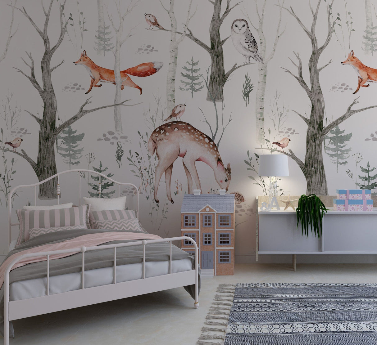 Hunting Fox and Deer Wall Mural for kids Peel and stick Wallpaper EazzyWalls 