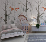 Hunting Fox and Deer Wall Mural for kids Peel and stick Wallpaper EazzyWalls 