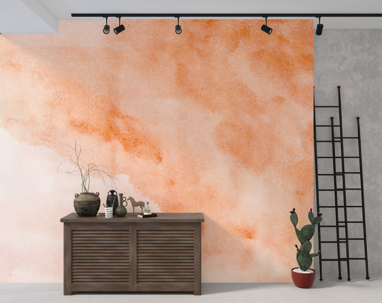 Orange Aquarelle Watercolor Wallpaper Removable Wallpaper EazzyWalls 