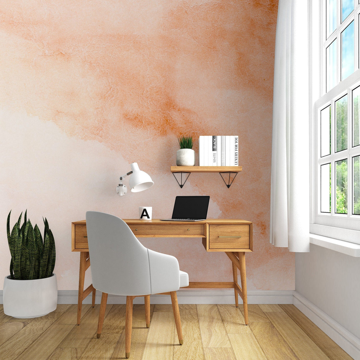 Orange Aquarelle Watercolor Wallpaper Removable Wallpaper EazzyWalls 