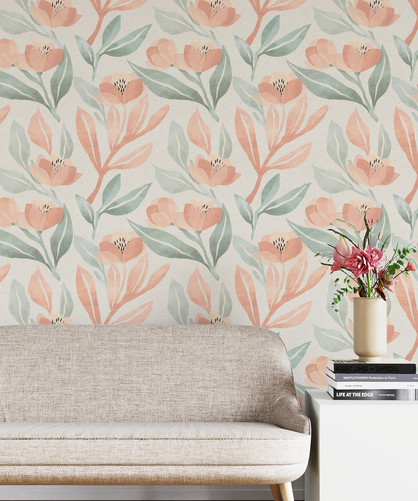 Soft Watercolor Vintage Floral Wallpaper Removable Wallpaper EazzyWalls 