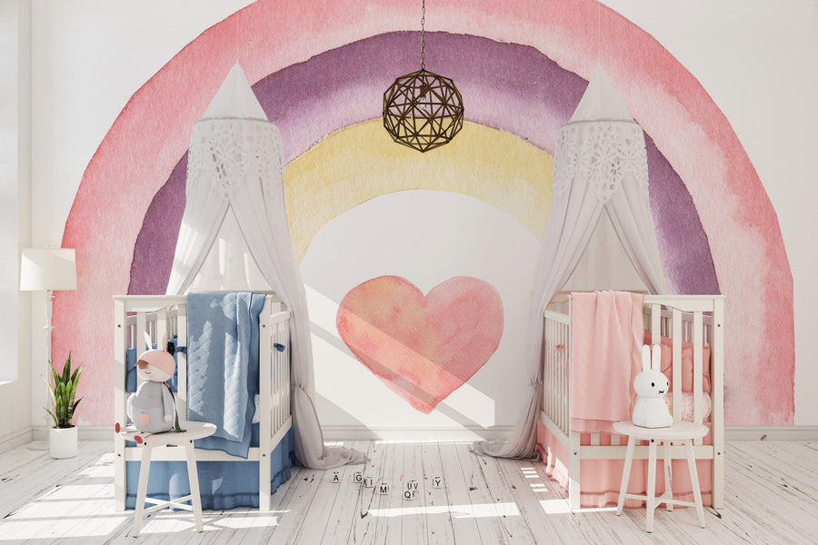 Rainbow Watercolor Kids Wallpaper Removable Wallpaper EazzyWalls 