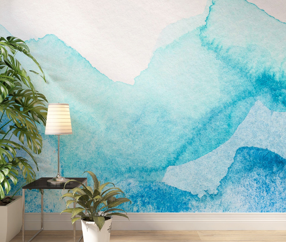 Blue Aquarelle Watercolor Wallpaper Removable Wallpaper EazzyWalls 