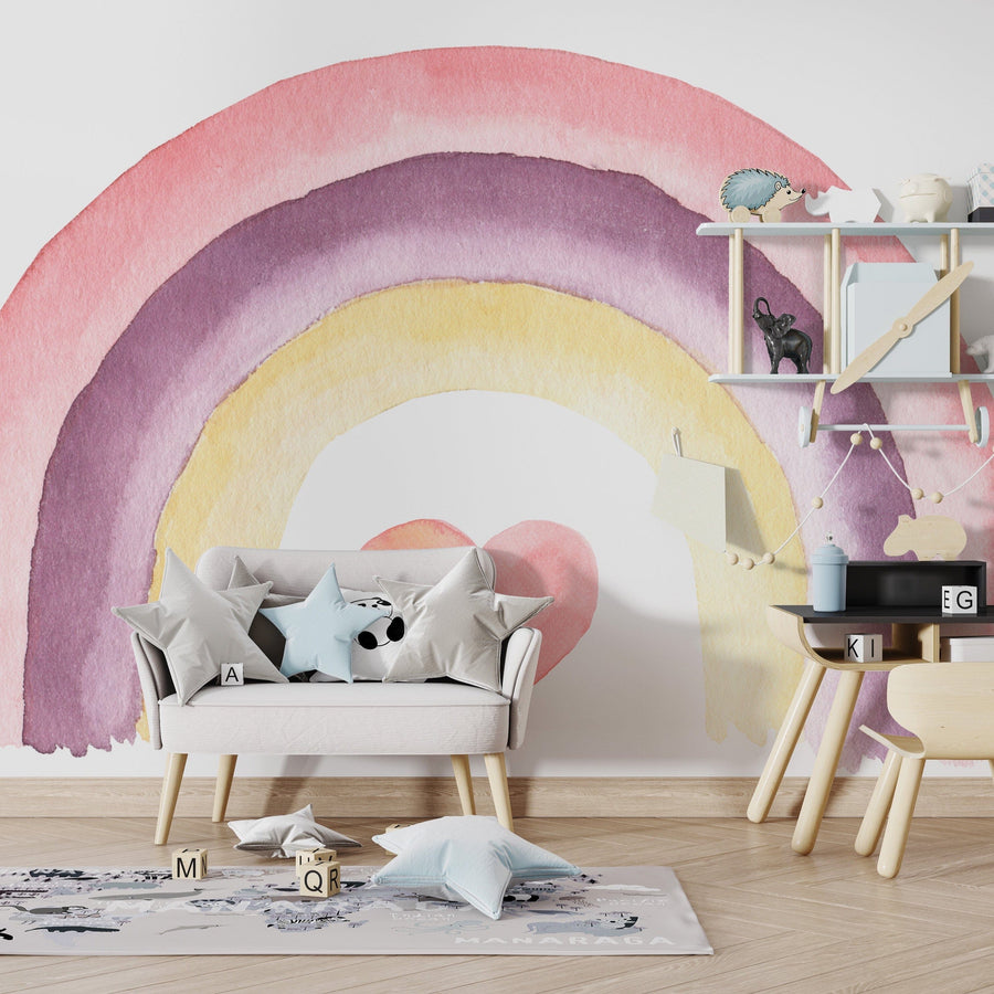 Rainbow Watercolor Kids Wallpaper Removable Wallpaper EazzyWalls 