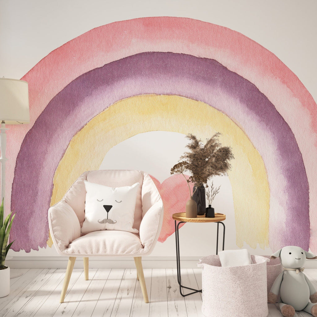 Rainbow Watercolor Kids Wallpaper Removable Wallpaper EazzyWalls 