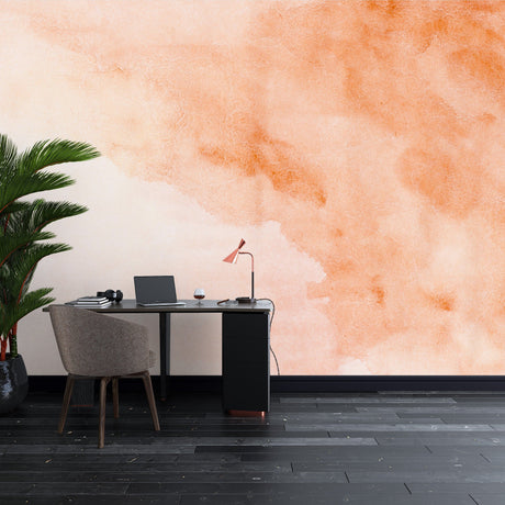 Orange Aquarelle Watercolor Wallpaper Removable Wallpaper EazzyWalls 