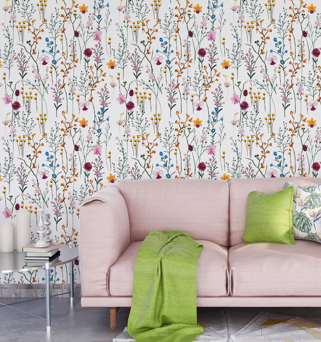 Colorful Wildflowers Herbarium Wallpaper Removable Wallpaper EazzyWalls 